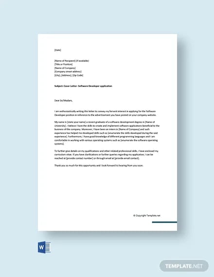 9 Free Software Developer Cover Letter Templates Free Sample Example Format Download Free Premium Templates