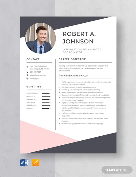 information technology coordinator resume template