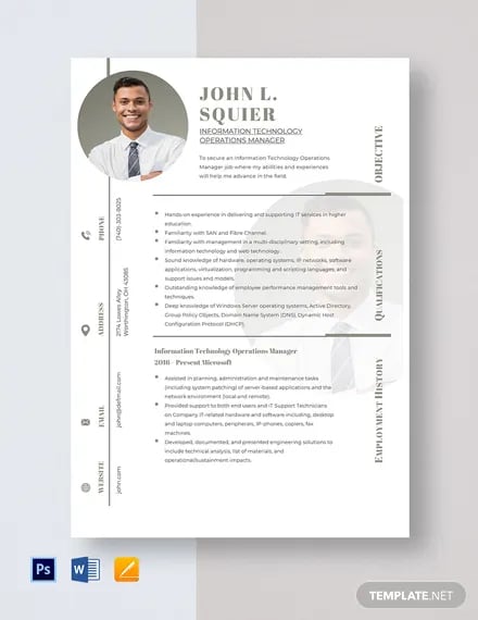information technology operations manager resume template