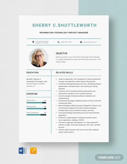 information technology project manager resume template