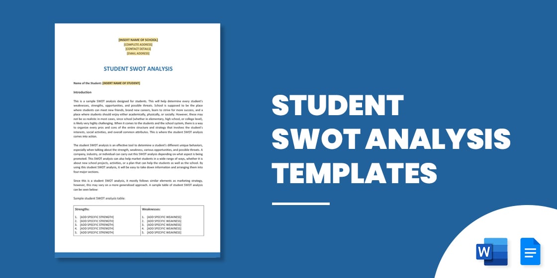  student swot analysis templates – pdf