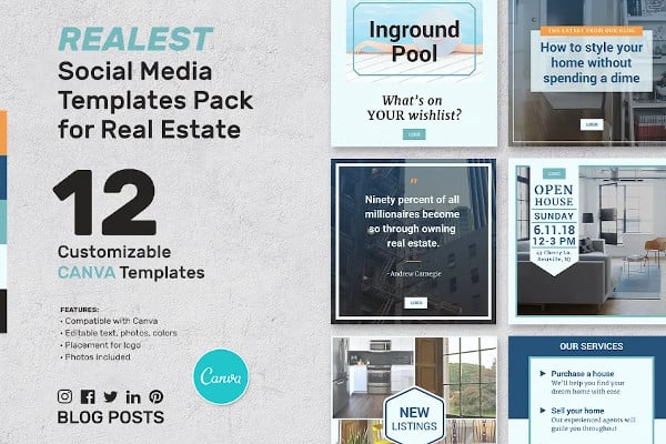 printable real estate canva banner template