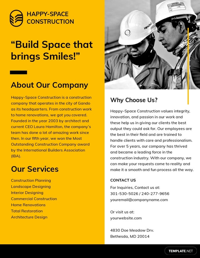 construction company leaflet template