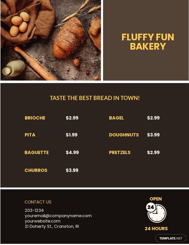 food menu bakery flyer template