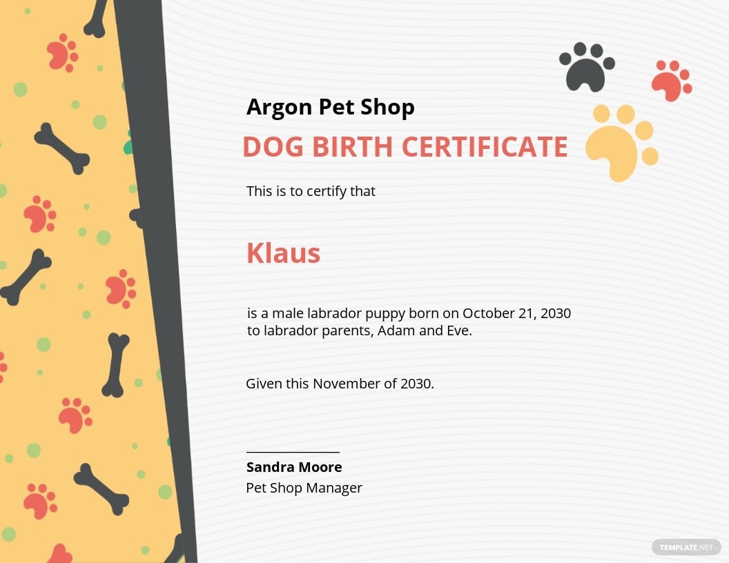 free-dog-birth-certificate-template