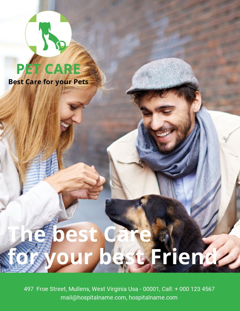 free pet care ebook cover page template