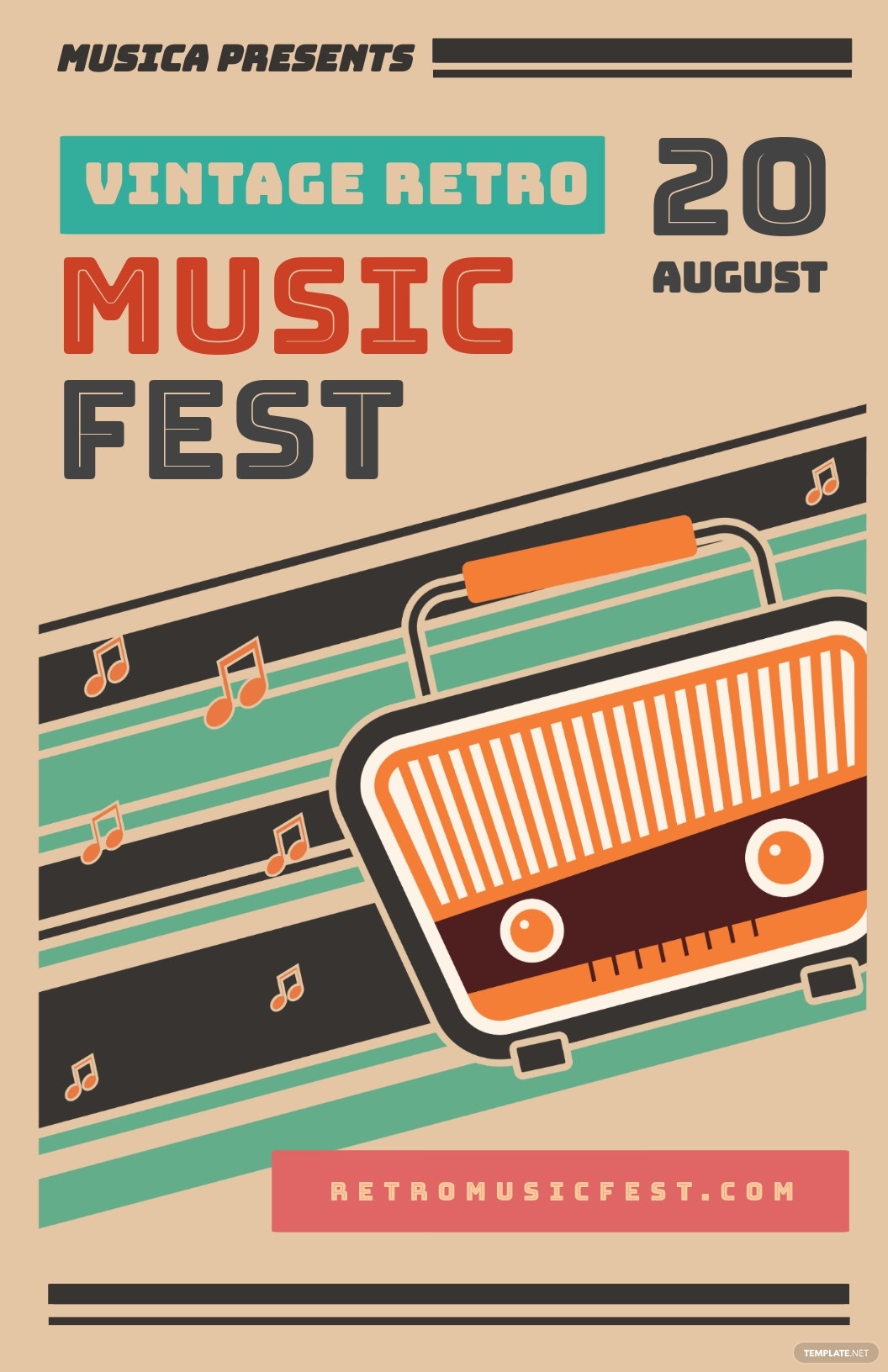 free vintage retro music poster template