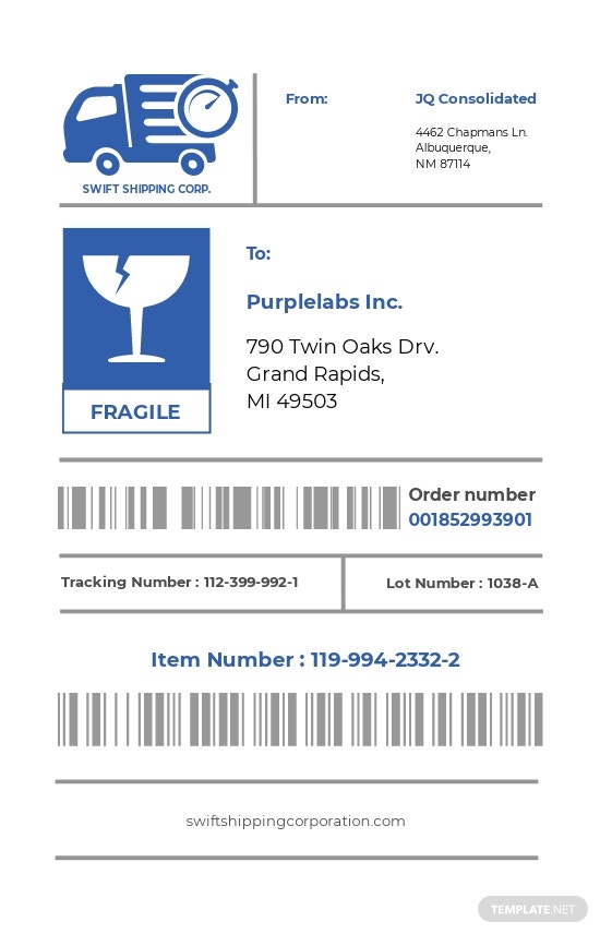 shipping label template