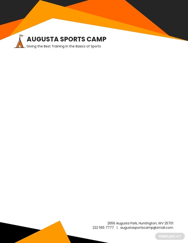 sports camp letterhead template
