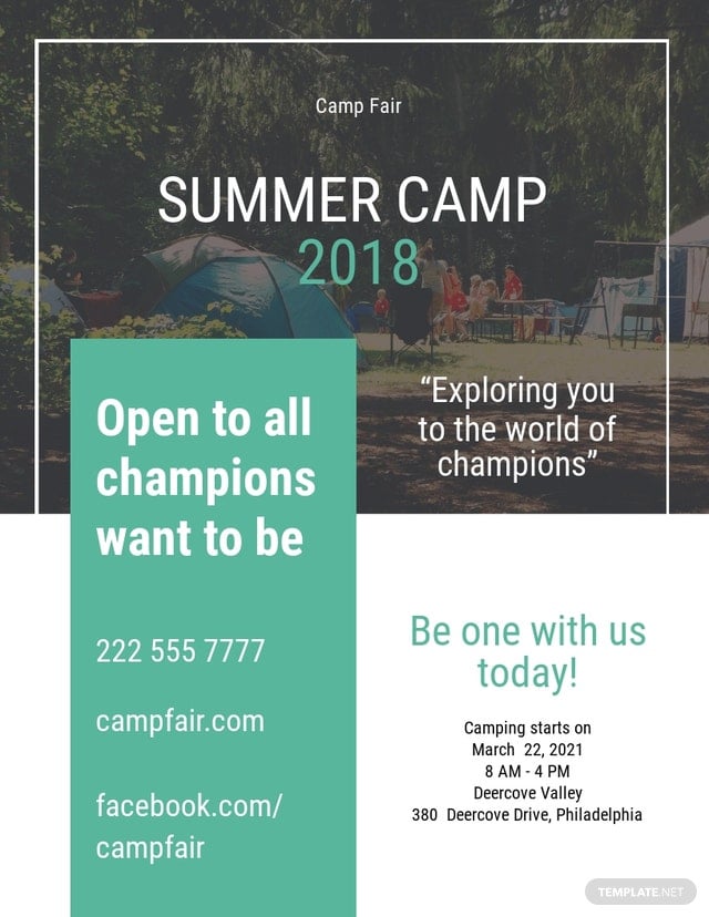 summer camp pamphlet template