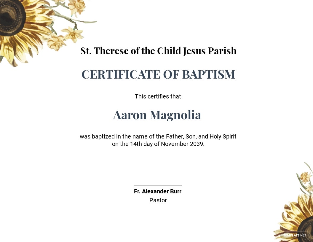 sunflower-baptism-certificate-template