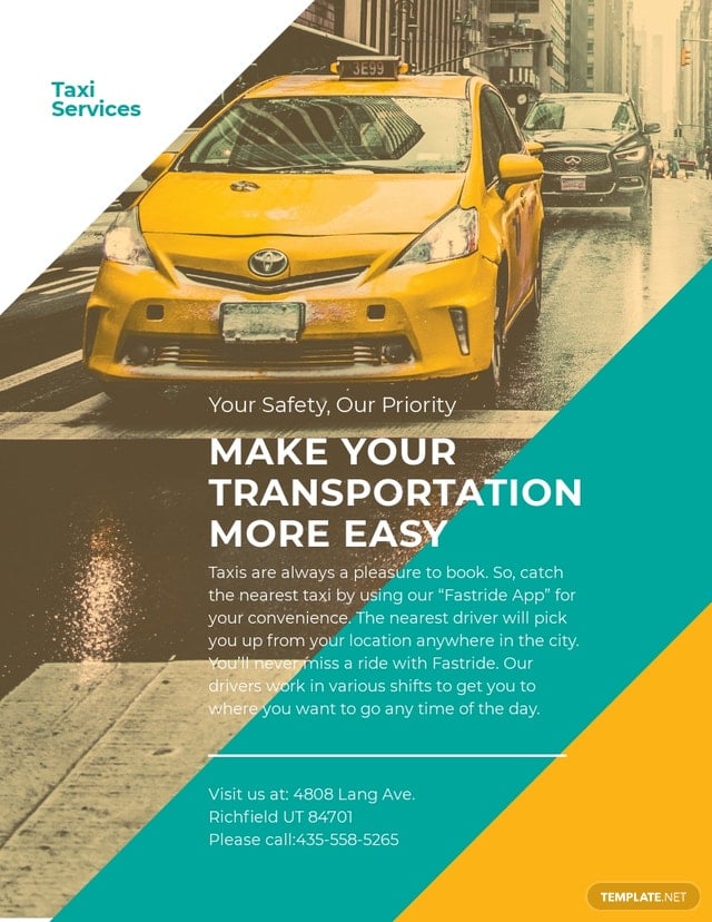 taxi services pamphlet template
