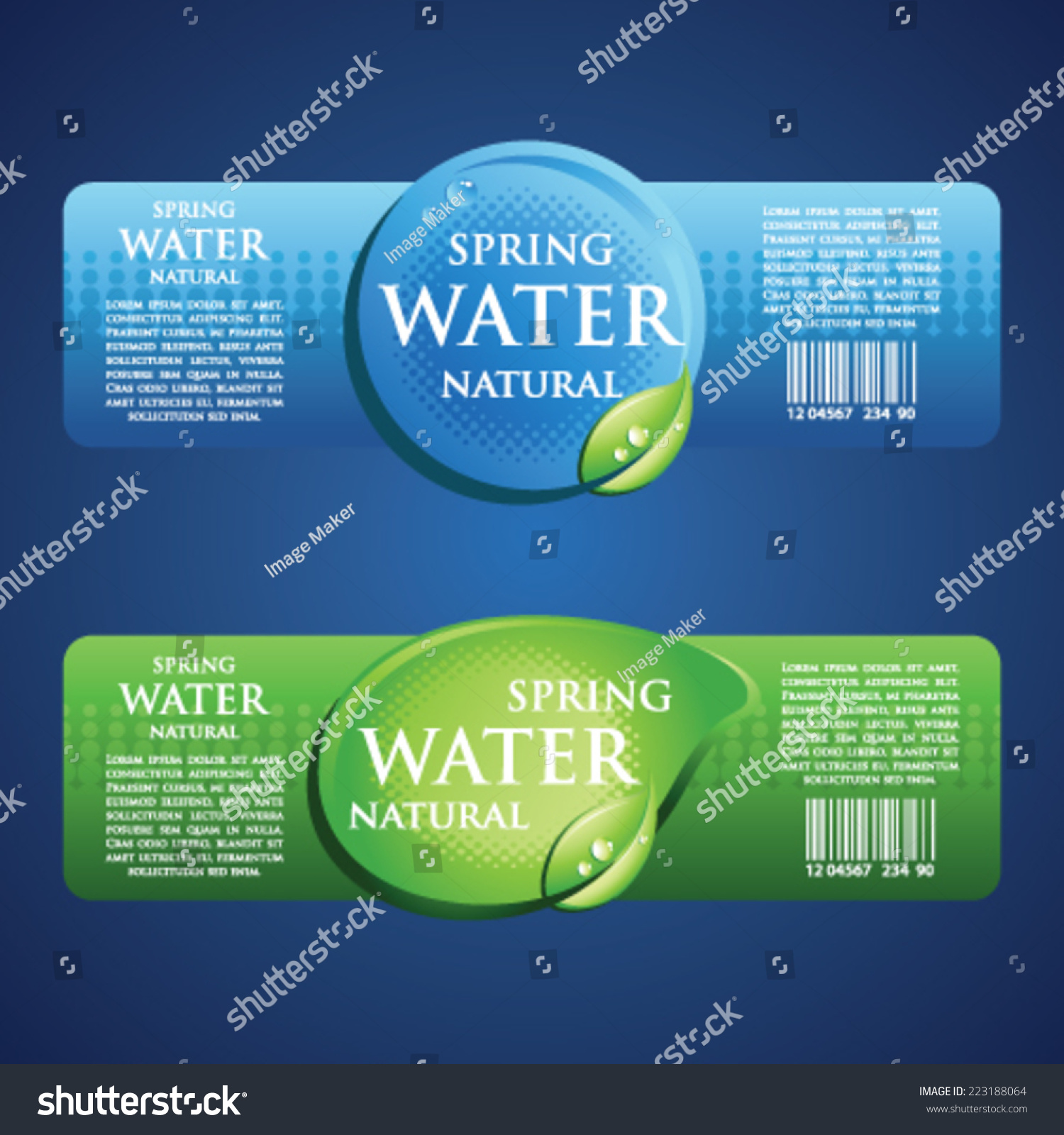 stock vector drinking water label in blue and green 2231880
