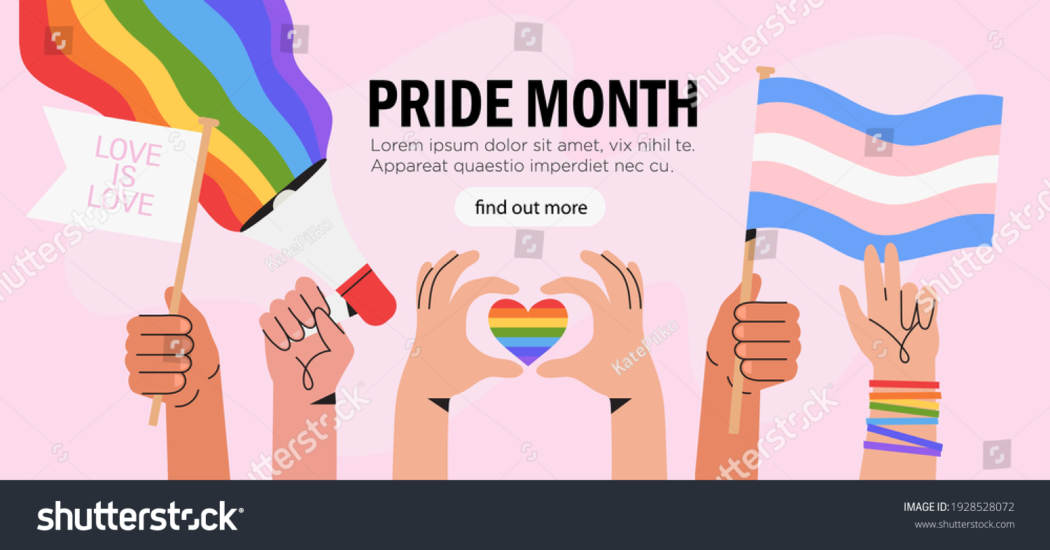 stock-vector-people-hold-megaphone-and-flags-with-lgbt-rainbow-and-transgender-flag-during-pride-month-1928528072