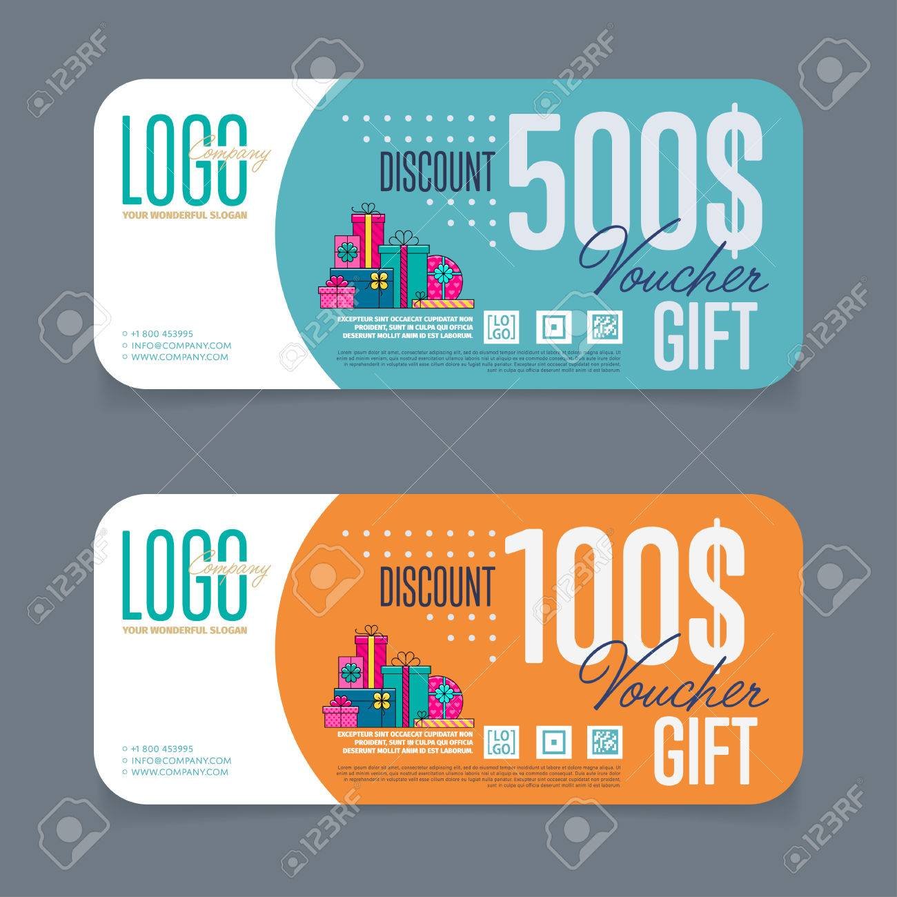 gift voucher template back and front side of the coupon vector illustration
