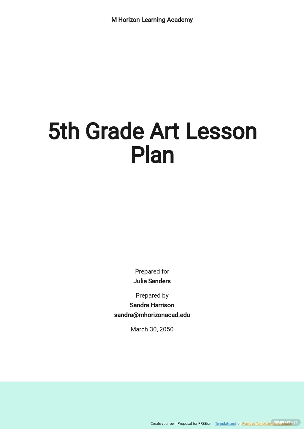 th grade art lesson plan template
