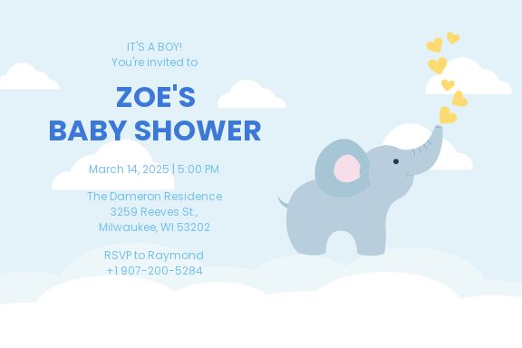 baby boy shower postcard invitation template