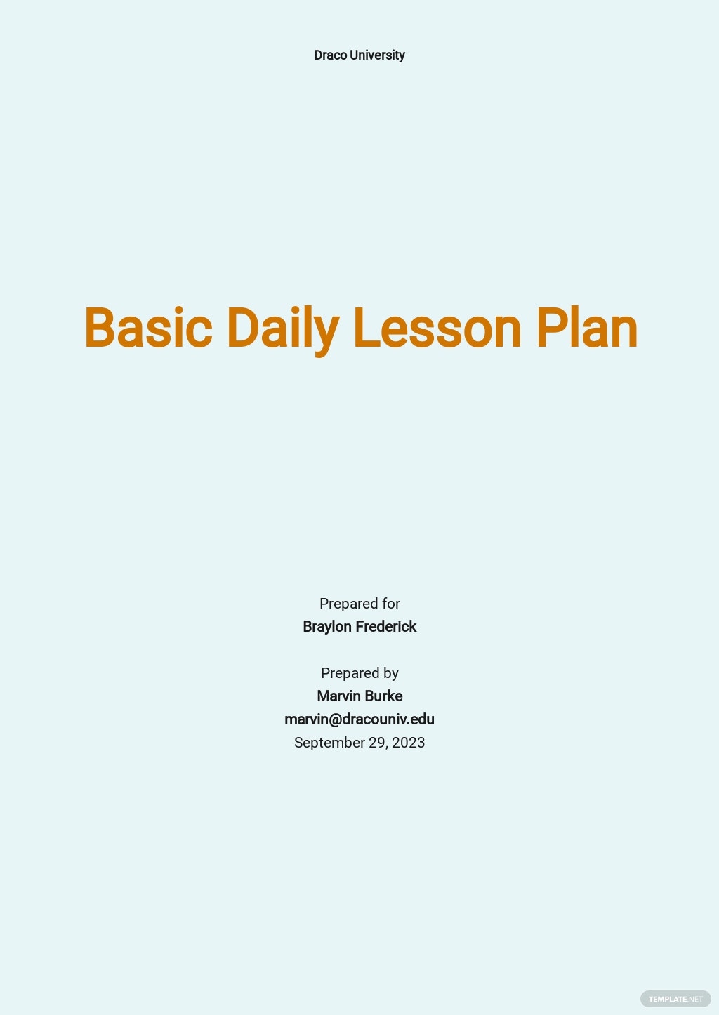 basic daily lesson plan template