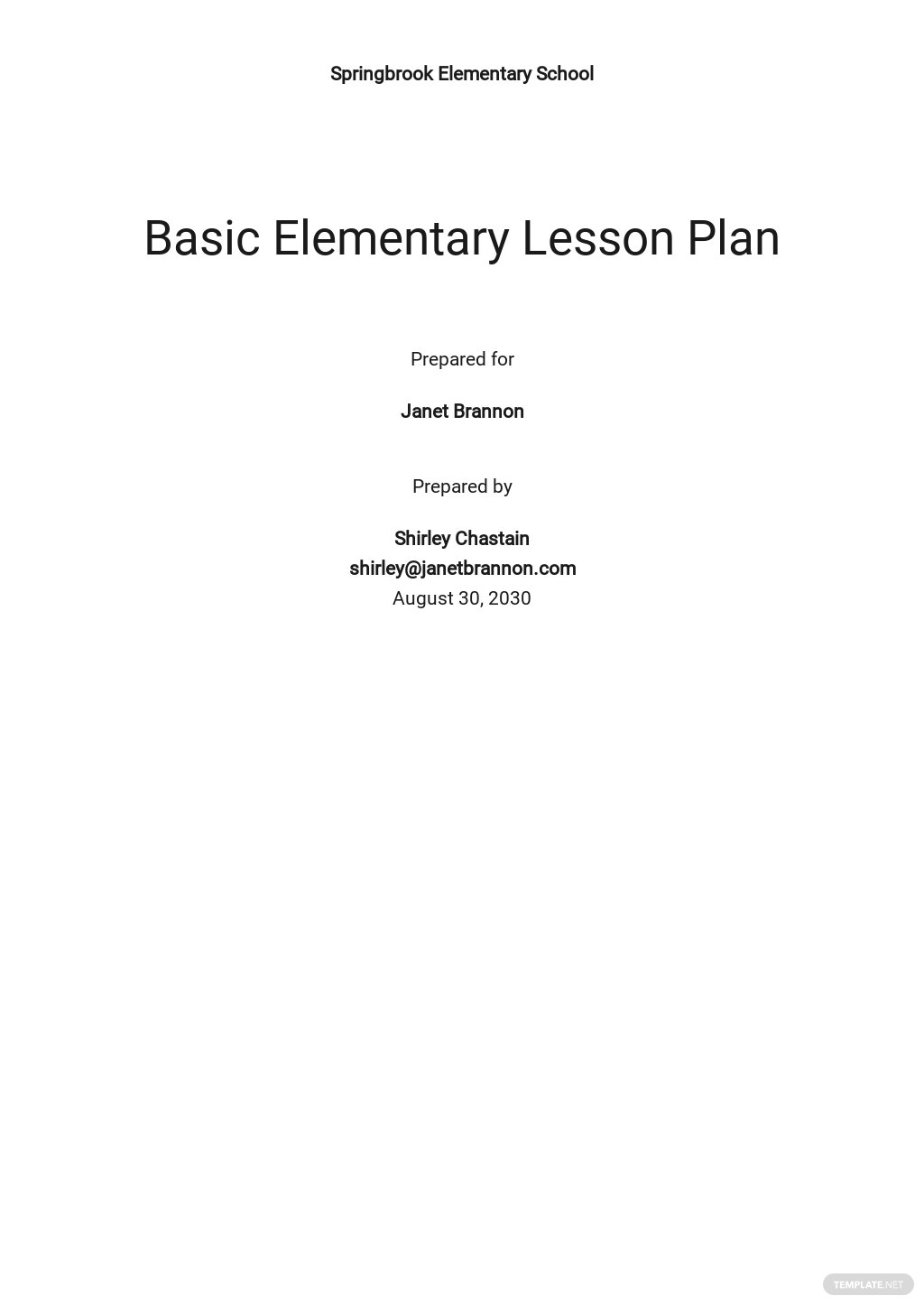 basic elementary lesson plan template