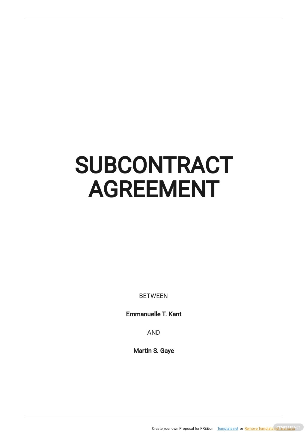 basic subcontract agreement template