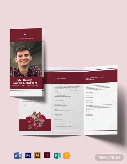 blank funeral program tri fold brochure template 1x