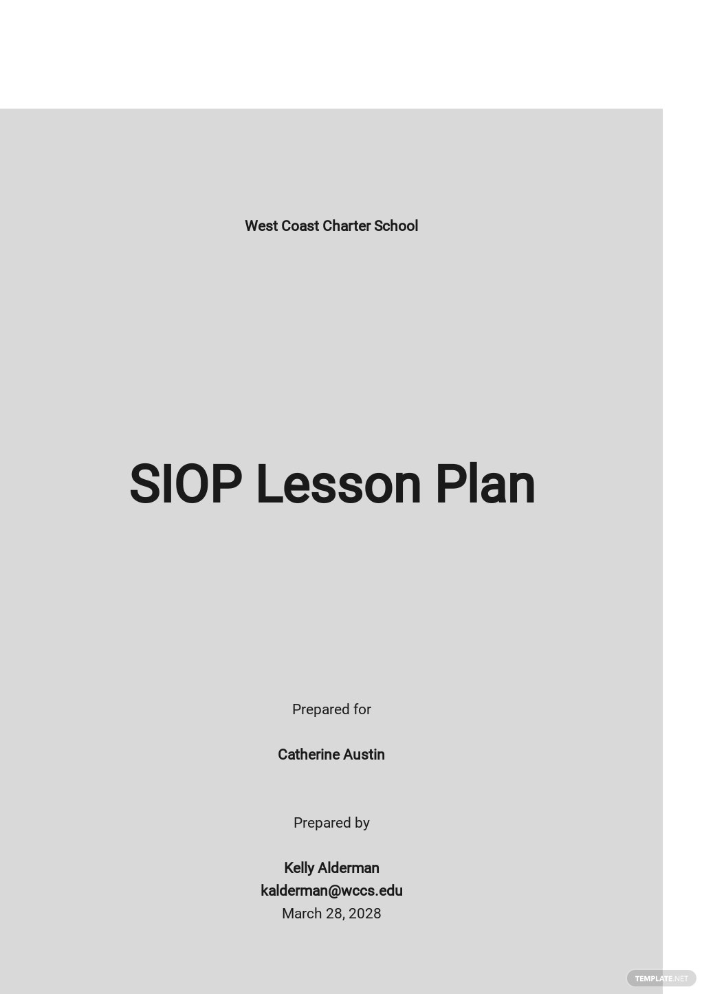 blank siop lesson plan template