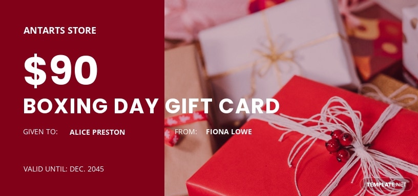 boxing day gift card template