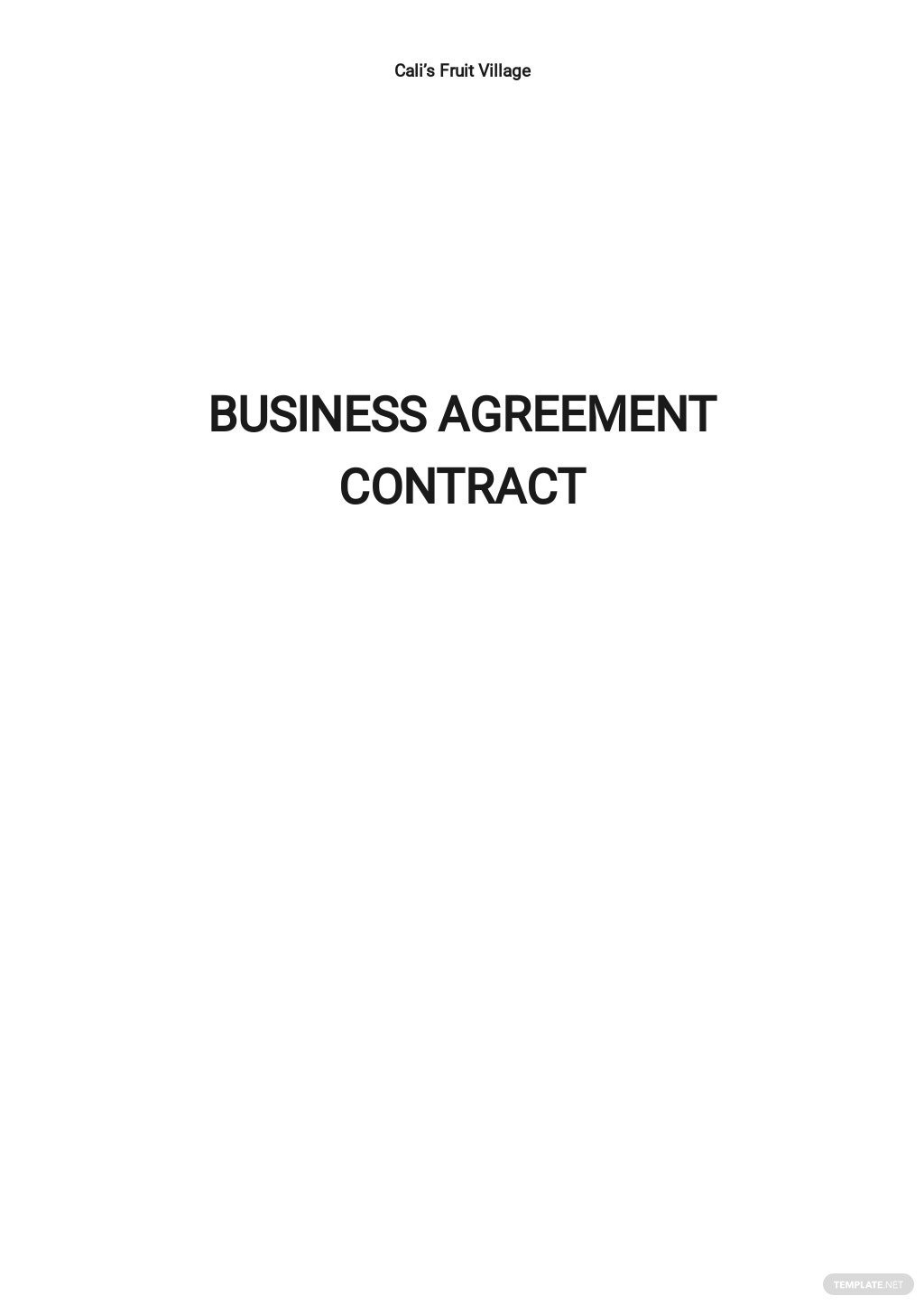 business agreement contract template