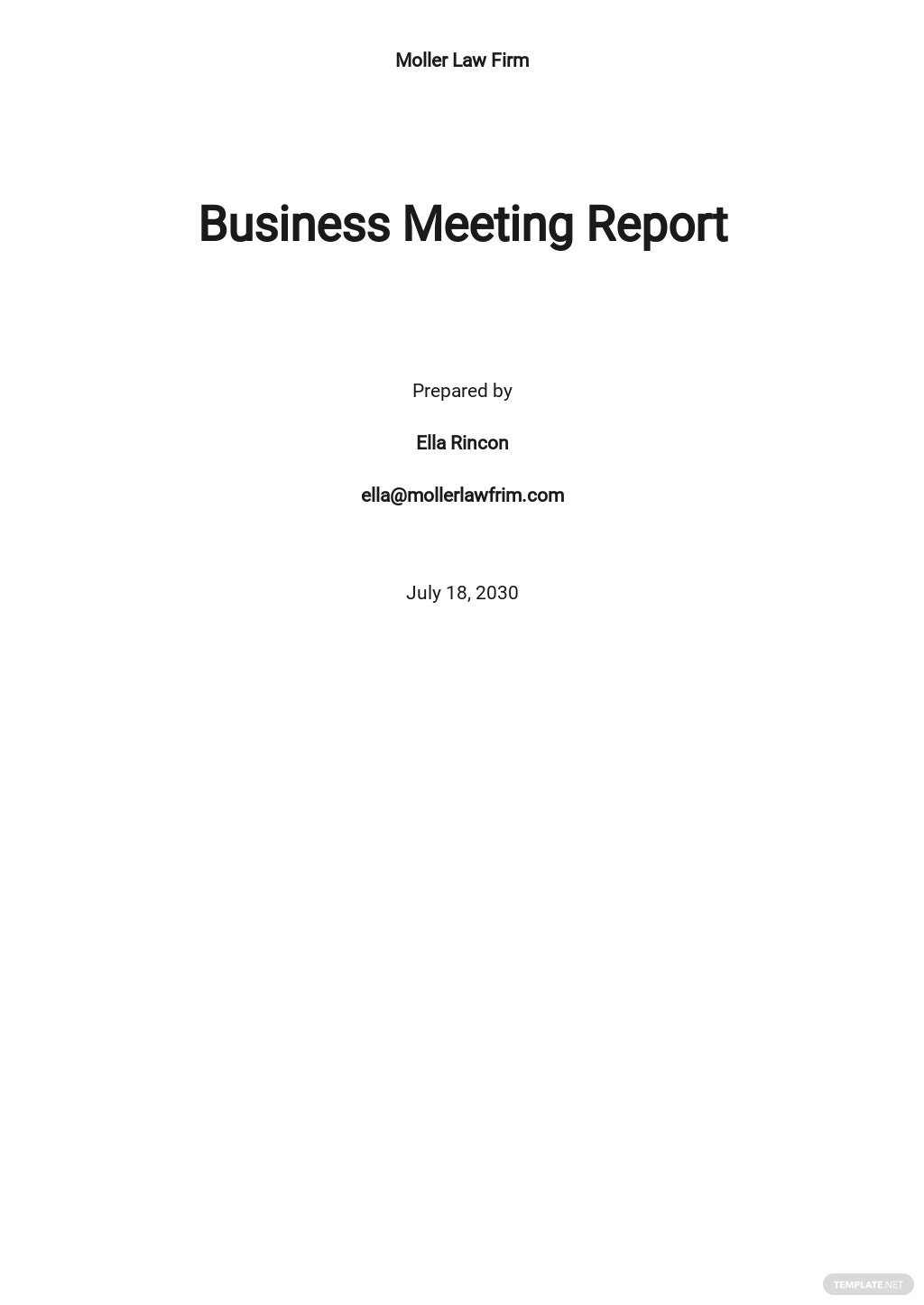 business meeting report template