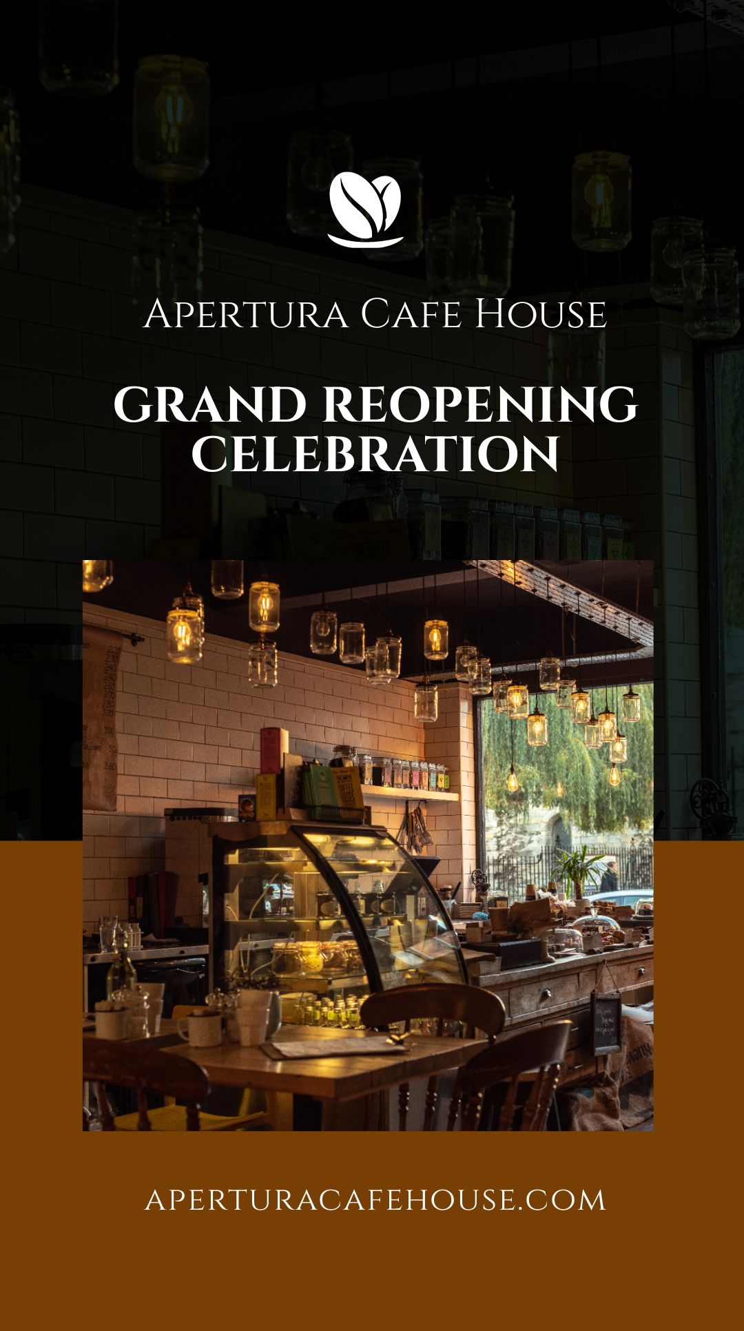 cafe grand re opening whatsapp post template
