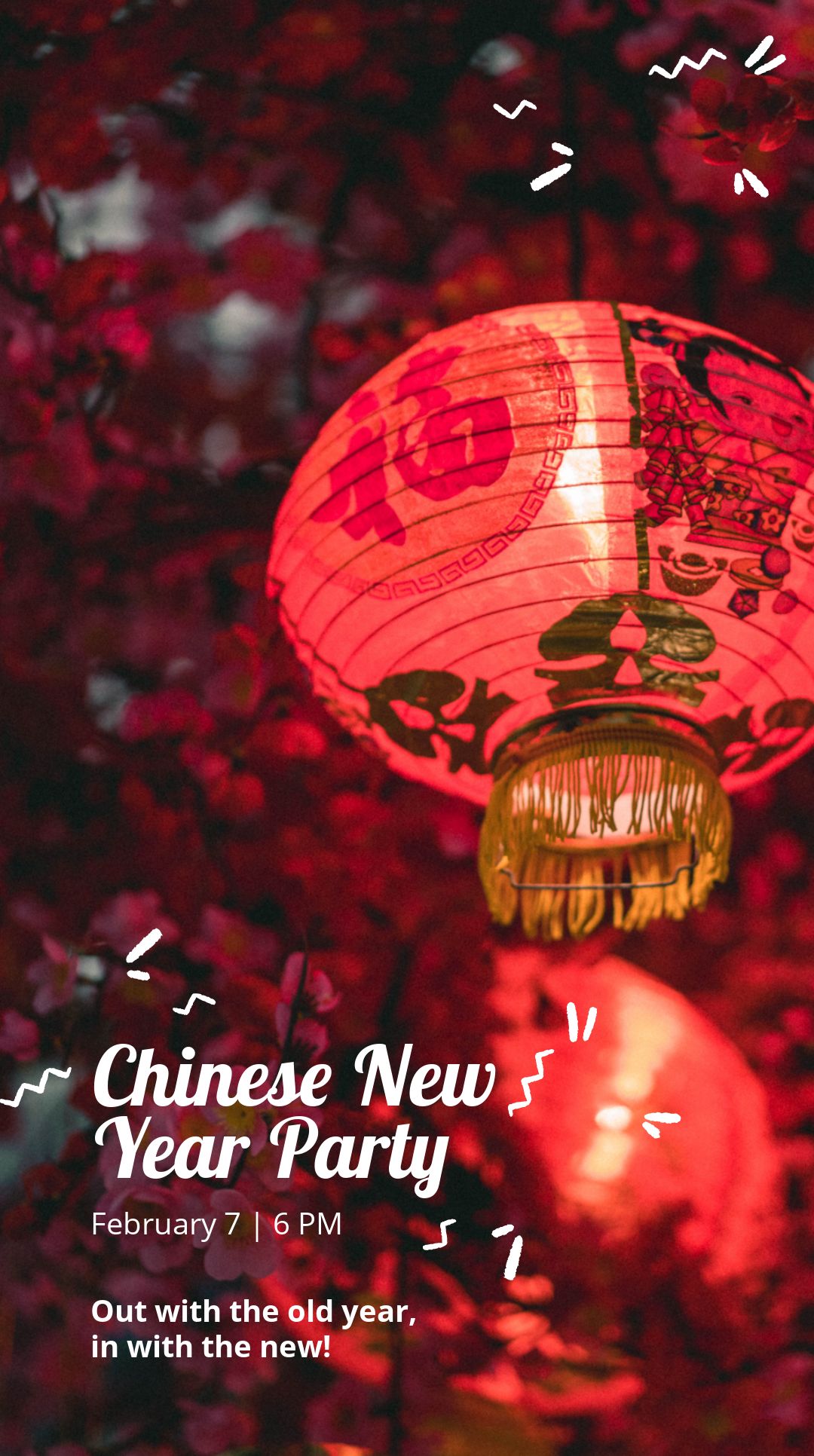 chinese new year party whatsapp post template