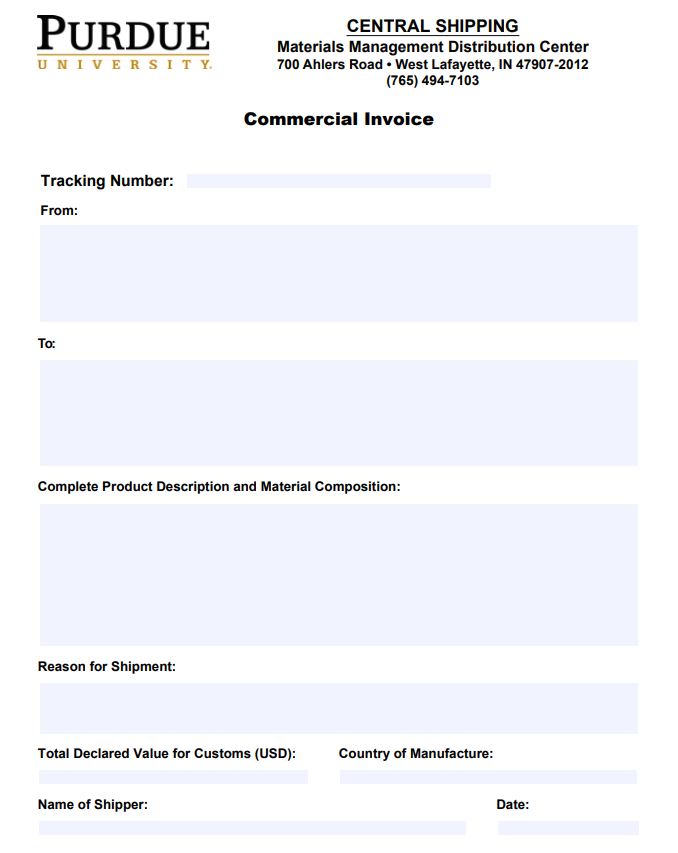 commercial invoice example