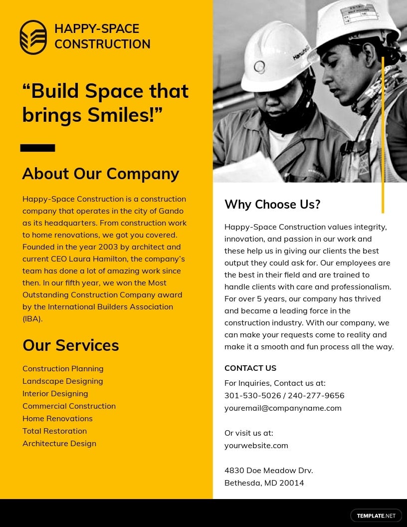 construction company leaflet template