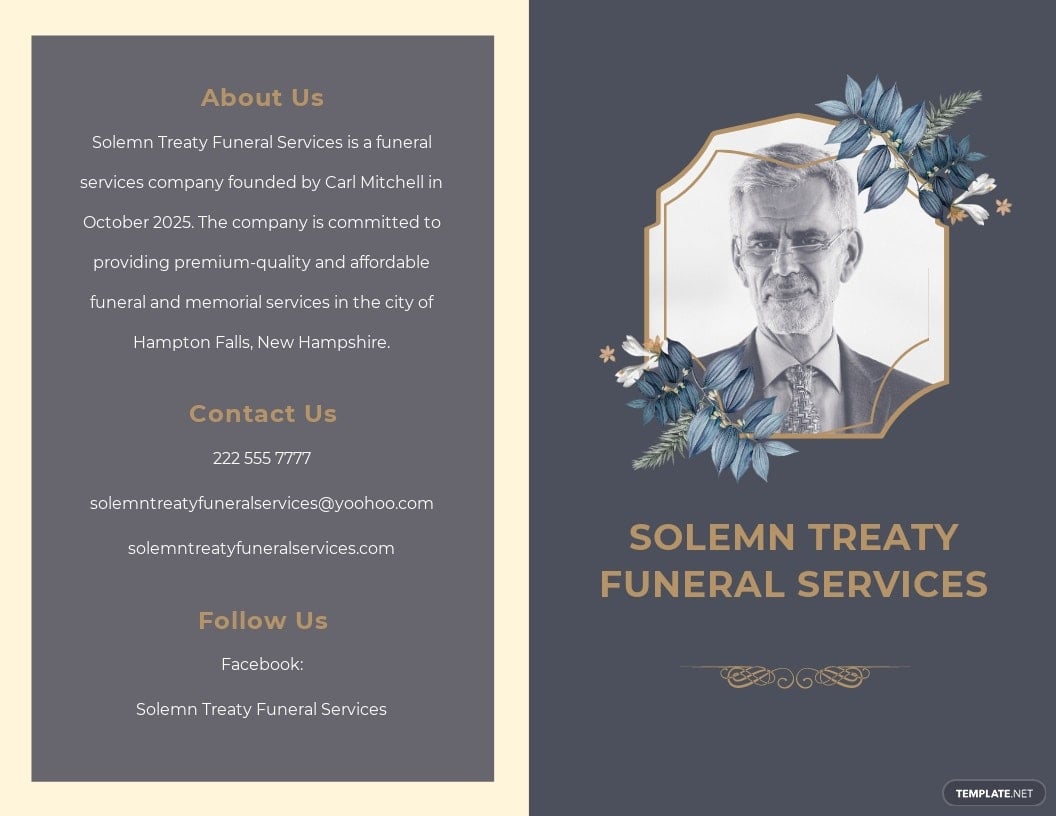 dad funeral program bi fold brochure template