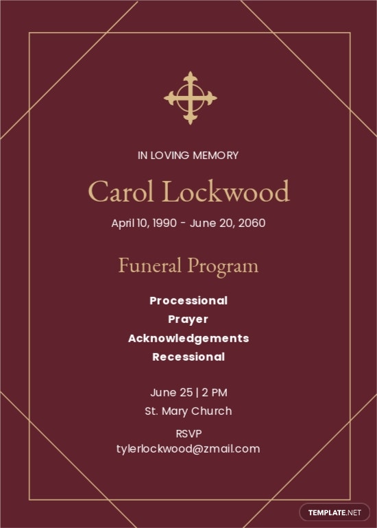 elegant funeral church program template