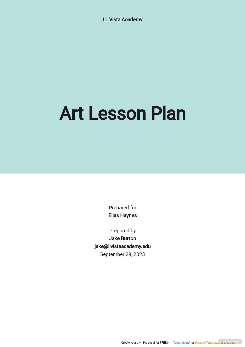 free art lesson plan template