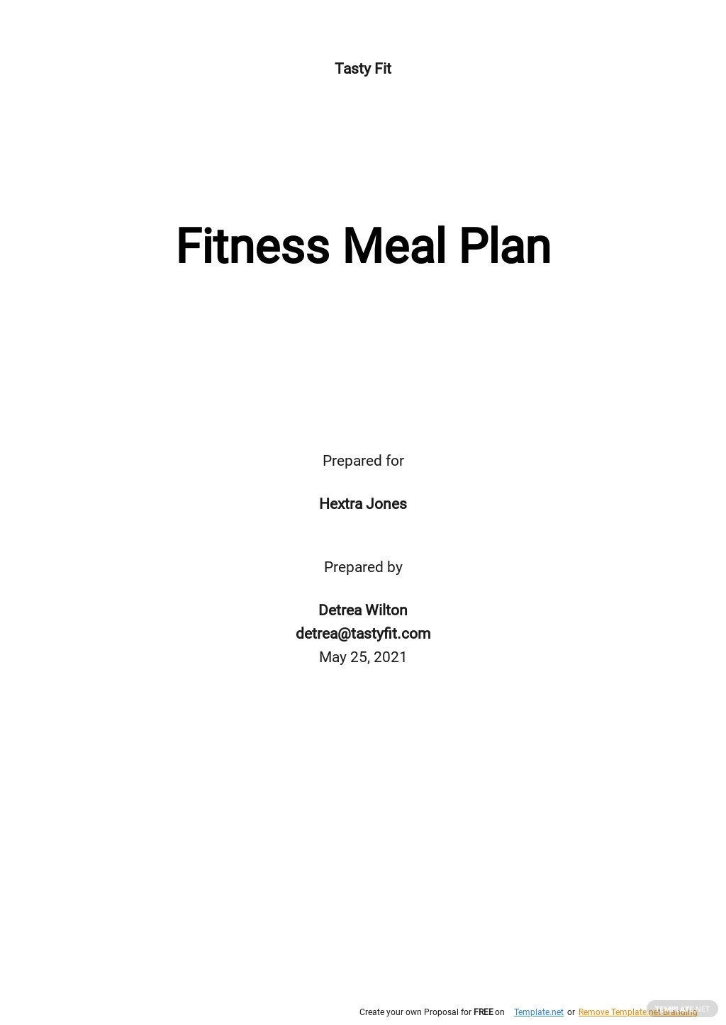 fitness meal plan template
