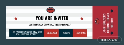 football ticket birthday invitation template