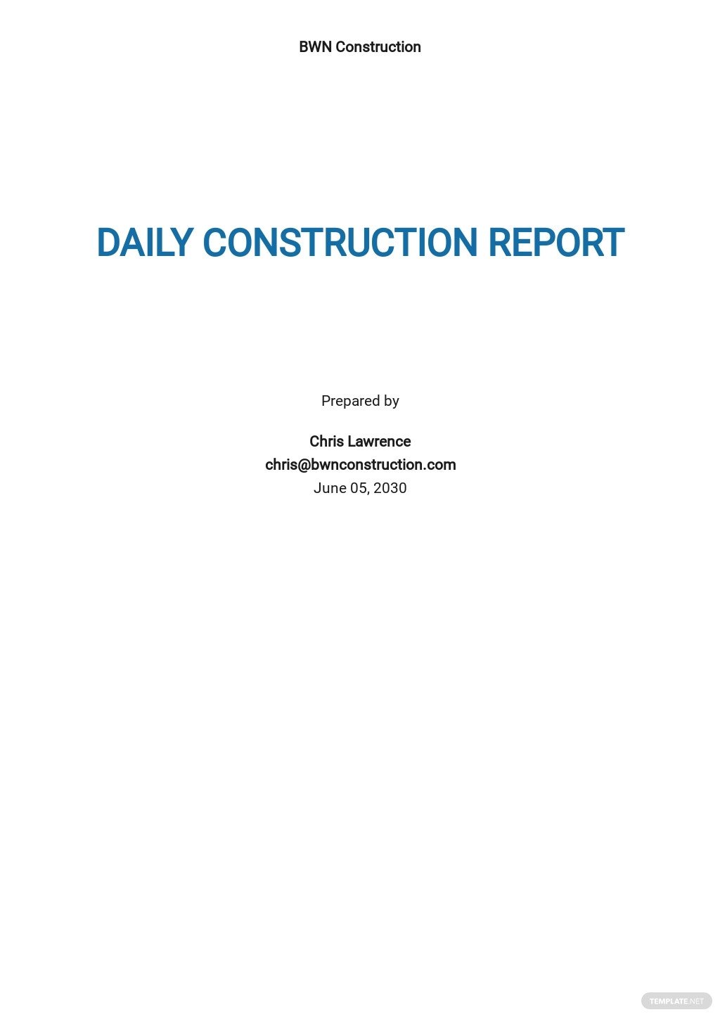 free daily construction report sample template