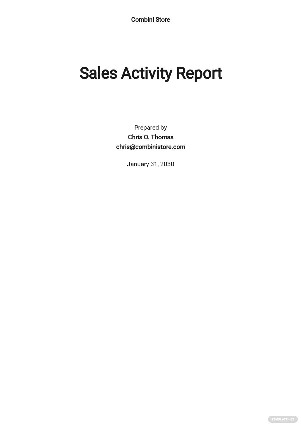 free daily sales activity report template