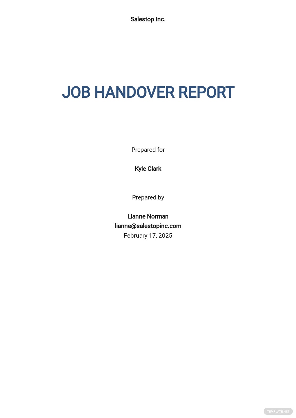 free job handover report template