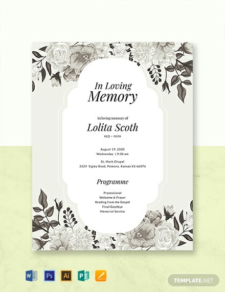 free memorial program template 440x570