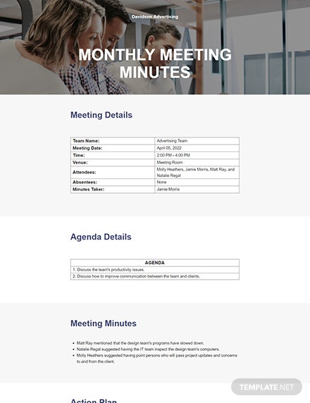 free-monthly-meeting-minutes-template