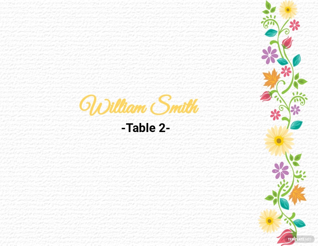 free multi place wedding name card template