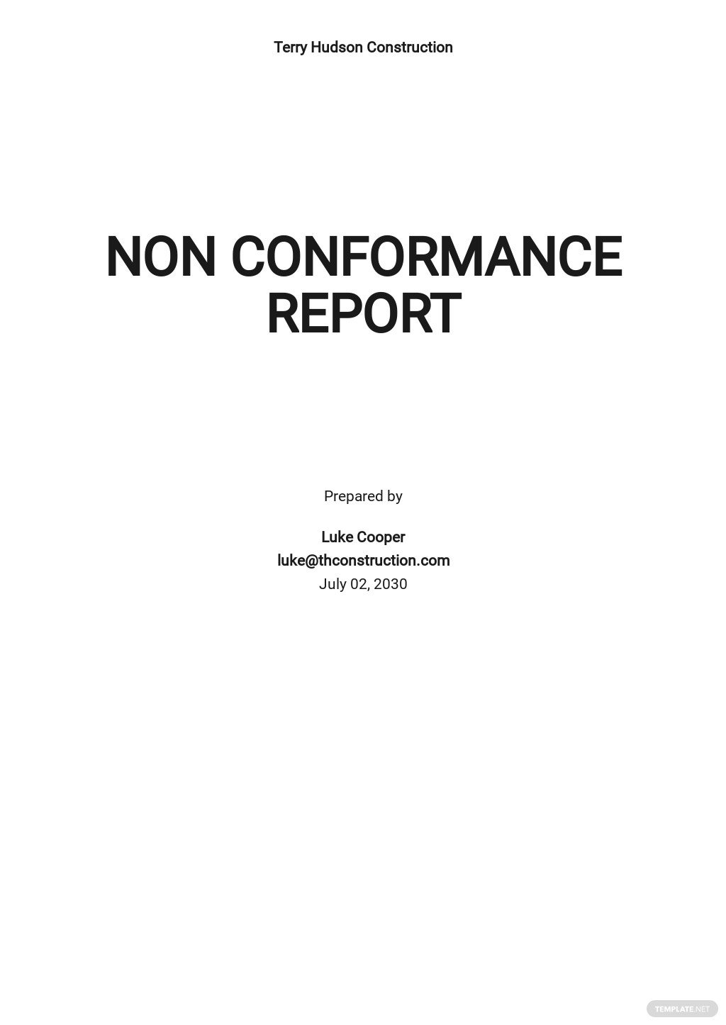 free non conformance report sample