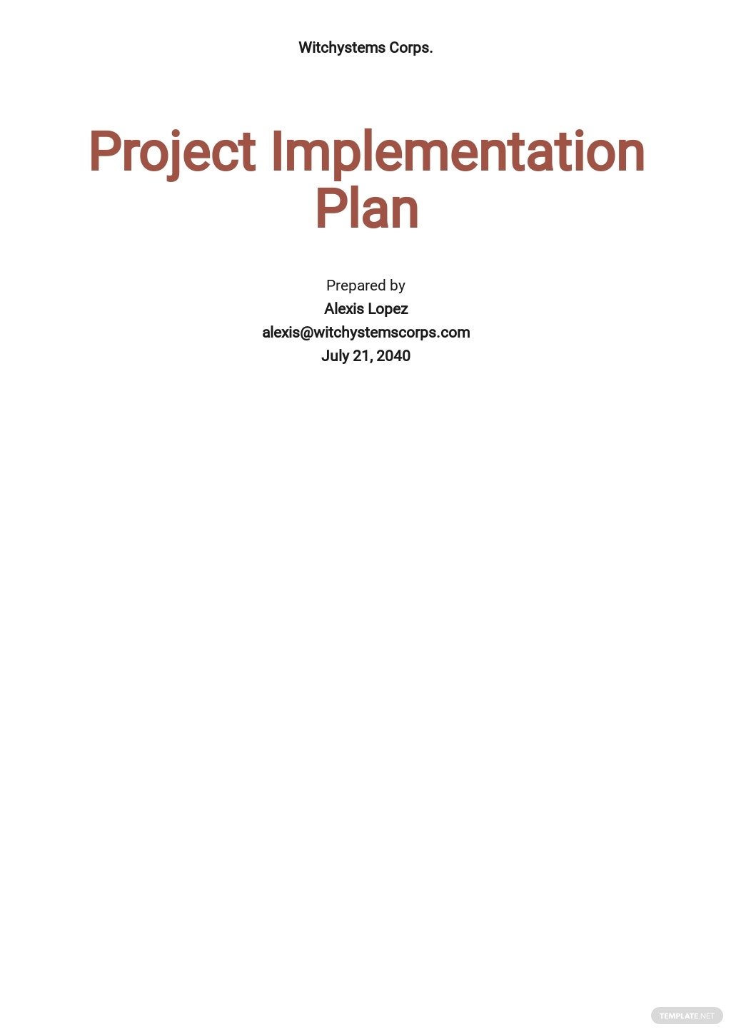 free project implementation plan template
