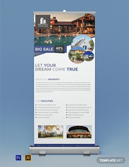 free real estate roll up banner template 440x570