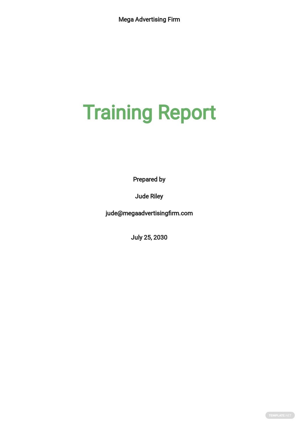 free sample training report template