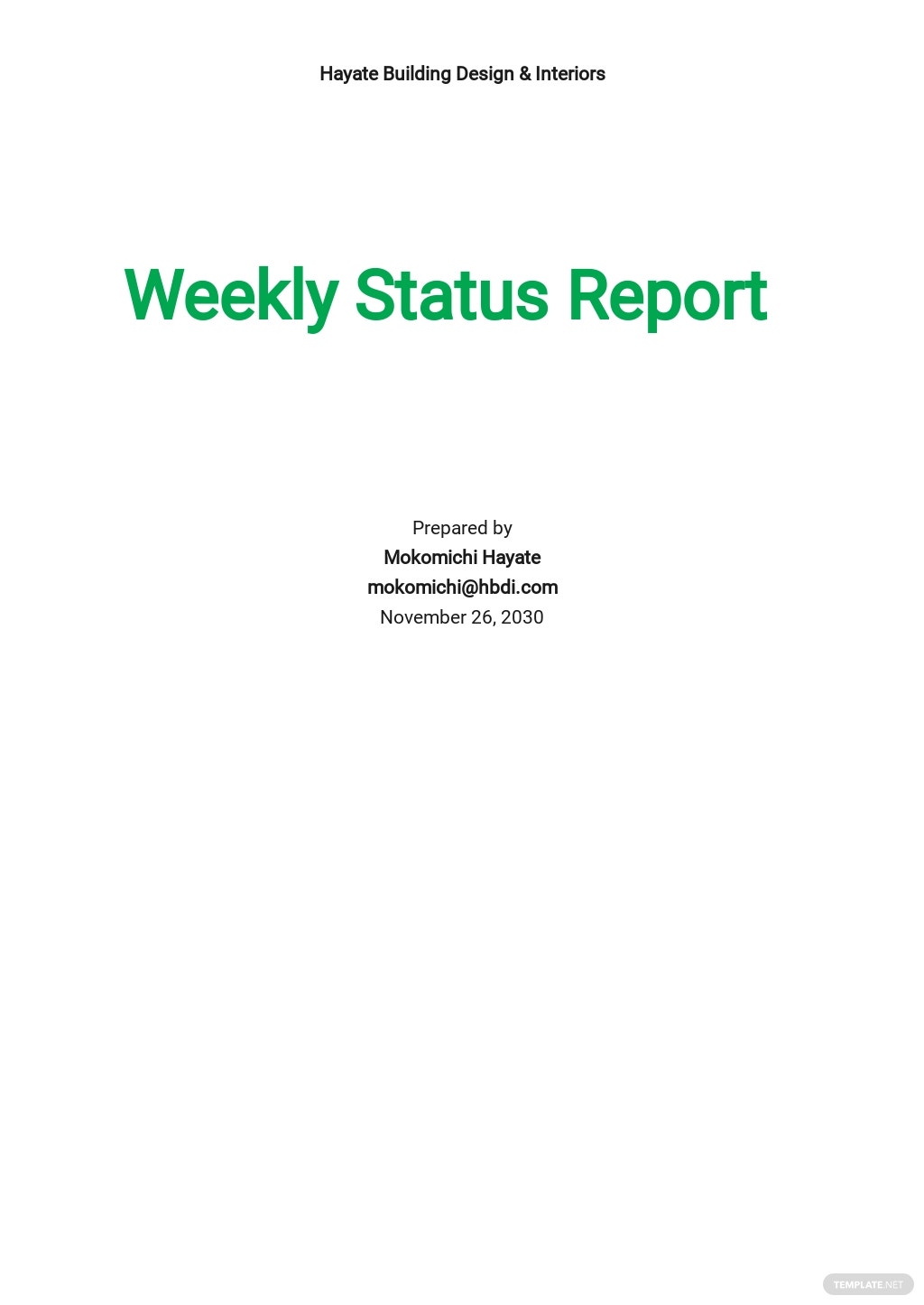 free sample weekly status report template