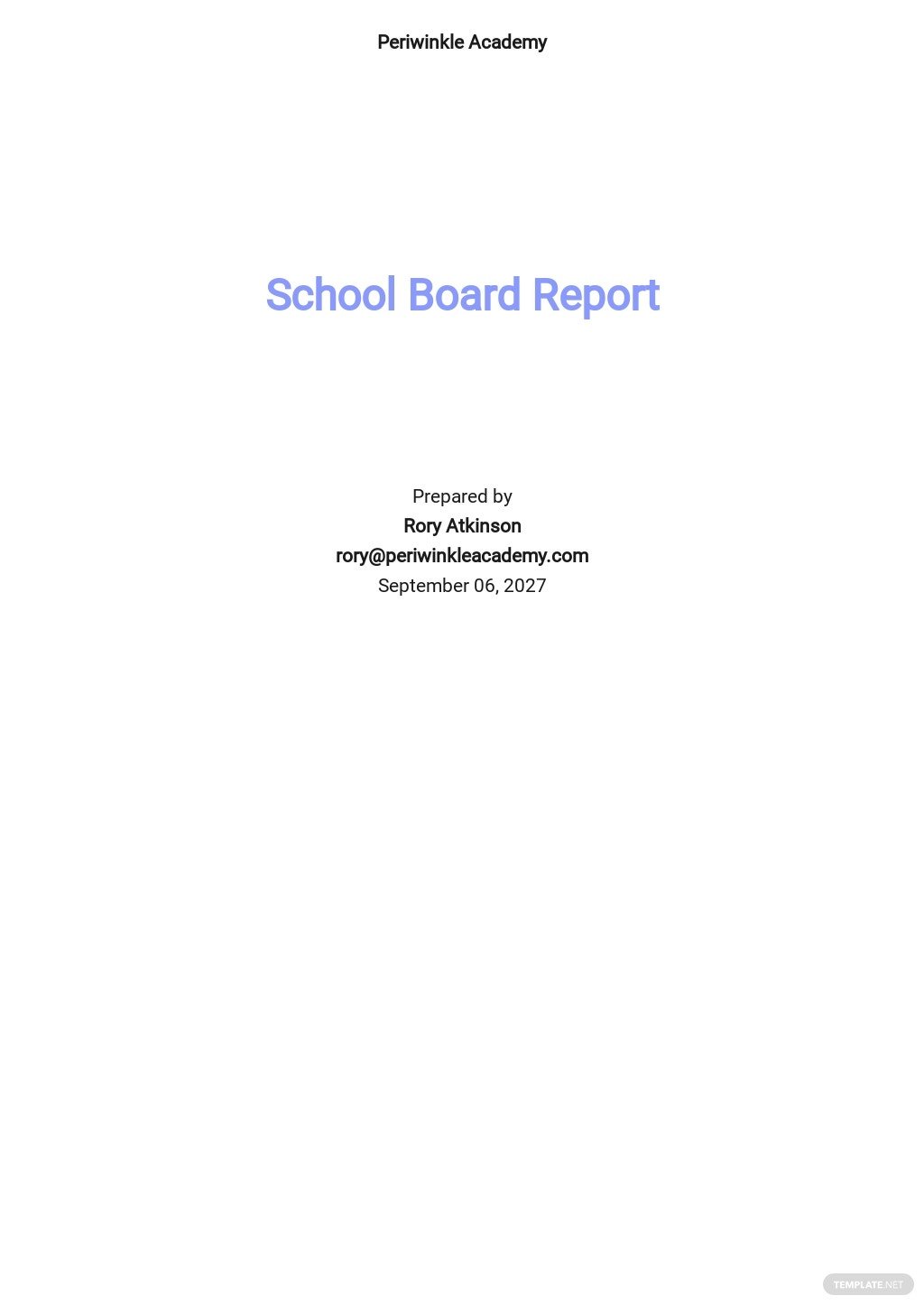 free school board report template